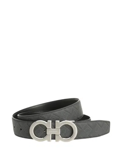 Ferragamo Reversible And Adjustable Leather Logo Buckle Belt In Orange