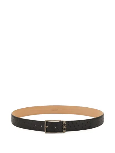 Ferragamo Gancini Leather Belt In Black