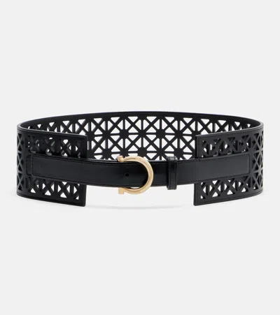 Ferragamo Gancini Leather Belt In Black