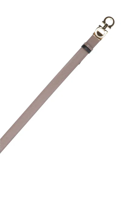 Ferragamo Gancini Leather Belt In Gray