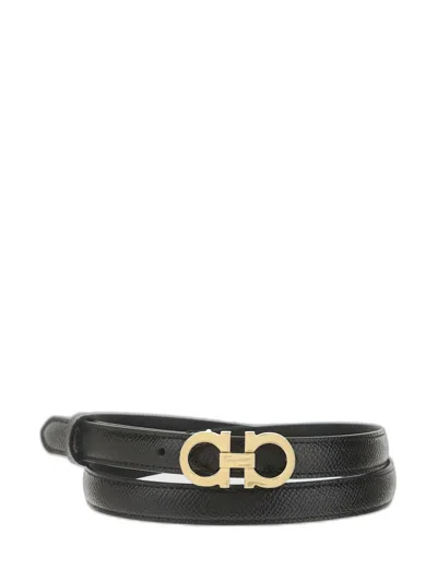 Ferragamo Gancini Leather Belt In Black