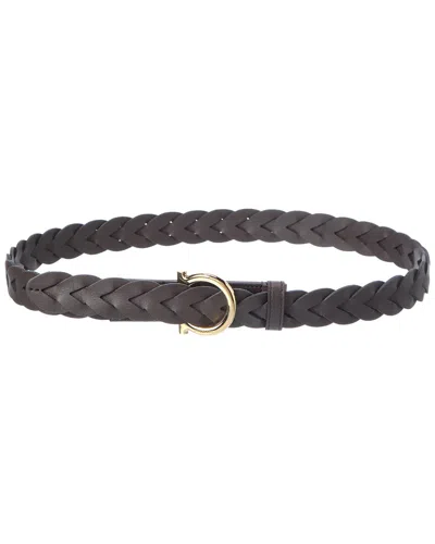 Ferragamo Gancini Leather Belt In Black