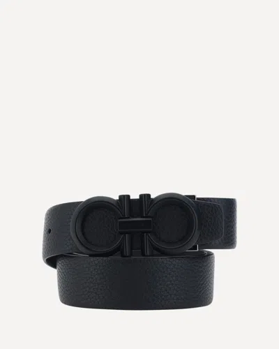 Ferragamo Gancini Leather Belt In Black