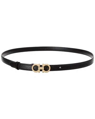 Ferragamo Gancini Leather Belt In Black