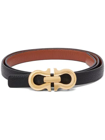 Ferragamo Gancini Leather Belt In Black