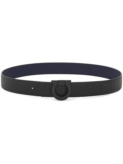 Ferragamo Gancini Leather Belt In Black