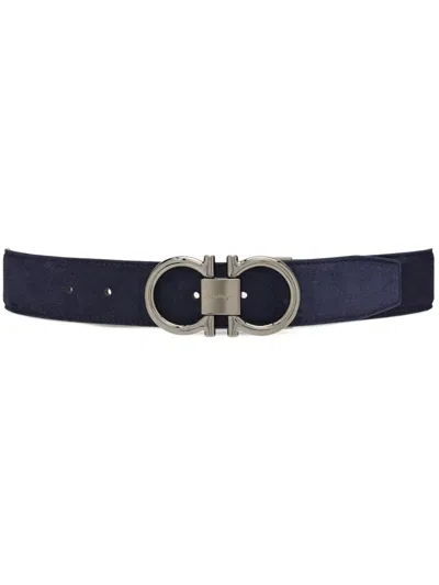 Ferragamo Adjustable Gancini Belt In Blue