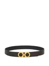 Ferragamo Dark Brown Gancini Buckle Belt In Black