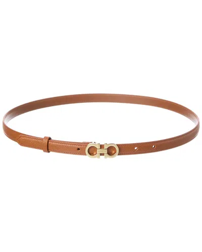 Ferragamo Gancini Leather Belt In Brown