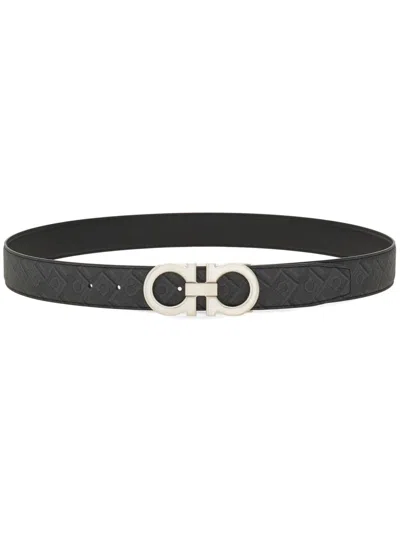 Ferragamo Gancini Leather Belt In Black