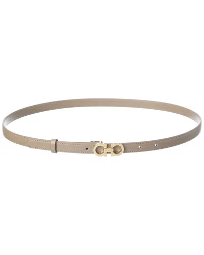 Ferragamo Gancini Leather Belt In Neutral