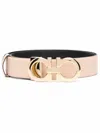Ferragamo Gancini Reversible Leather Belt In Pink