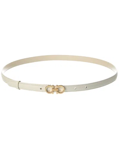 Ferragamo Gancini Leather Belt In Neutral