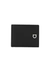 Ferragamo Gancini Leather Bi-fold Wallet In Black