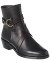 Ferragamo Logo Buckle Shady Leather Booties 4cm In Black
