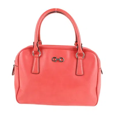 Pre-owned Ferragamo Gancini Leather Boston Bag Handbag Tote Bag () In Pink