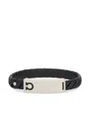 Ferragamo Gancini Leather Bracelet In Black