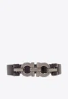 Ferragamo Gancini Leather Bracelet In Brown