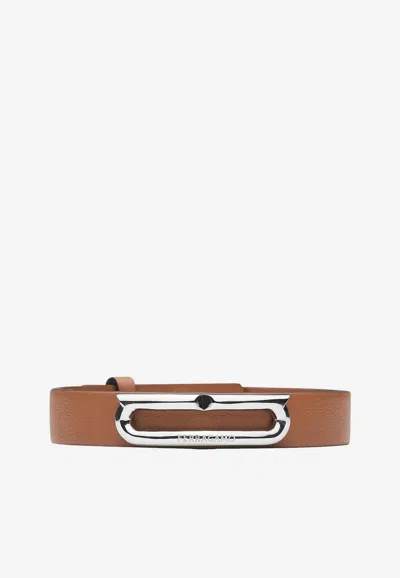 Ferragamo Gancini Leather Bracelet In Brown