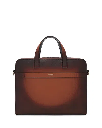 Ferragamo Gancini Leather Briefcase In Purple