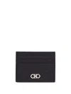 Ferragamo Men Gancini Leather Card Case In Black