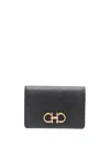 Ferragamo Gancini Leather Card Case In Black