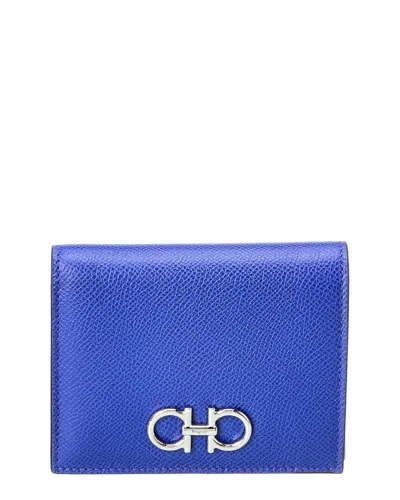 Ferragamo Gancini Compact Wallet In Blue