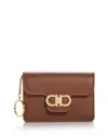 Ferragamo Gancini Leather Card Case In Brown
