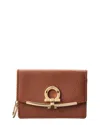 Ferragamo Gancini Leather Card Case In Brown