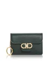 Ferragamo Gancini Leather Card Case In Green