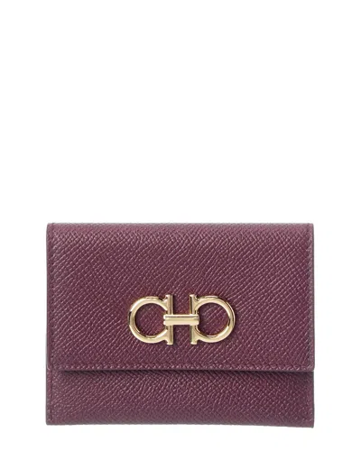 Ferragamo Gancini Leather Card Case In Red