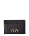 Ferragamo Gancini Leather Card Holder In Black