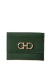 Ferragamo Gancini Tri-fold Wallet In Green