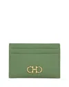 Ferragamo Gancini Leather Card Holder In Green