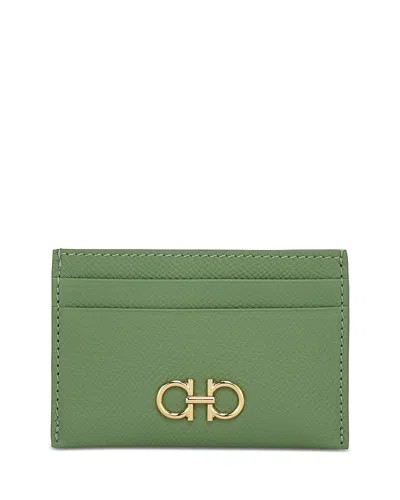 Ferragamo Gancini Leather Card Holder In Green
