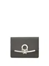 Ferragamo Gancini Leather Card Holder In Grey