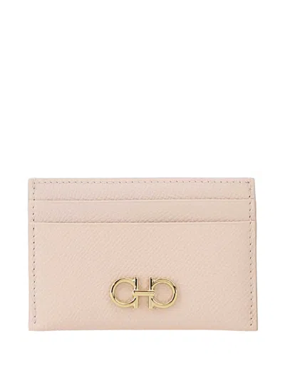Ferragamo Gancini Leather Card Holder In Pink