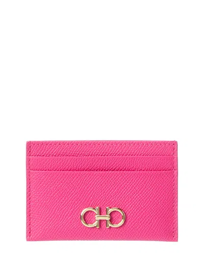 Ferragamo Gancini Leather Card Holder In Pink