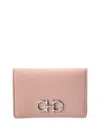 Ferragamo French Bi-fold Wallet In Grained Leather In Pink