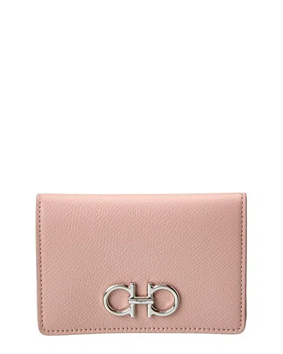 Ferragamo Gancini Leather Card Holder In Pink