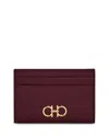 Ferragamo Gancini Leather Card Holder In Purple