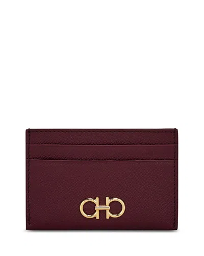 Ferragamo Gancini Leather Card Holder In Purple