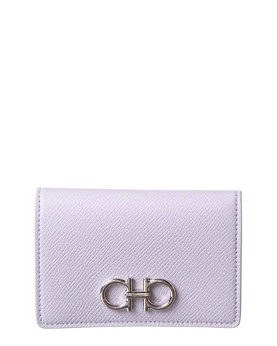 Ferragamo Gancini Leather Card Holder In Purple