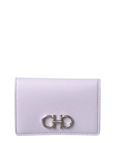 Ferragamo Gancini Leather Card Holder In Purple