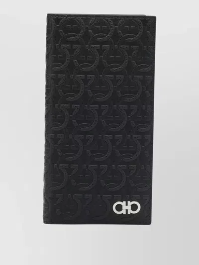 Ferragamo Gancini Leather Card Holder Textured Finish