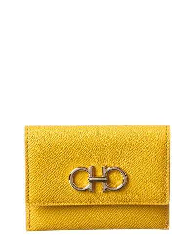 Ferragamo Gancini Leather Card Holder In Blue