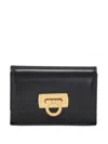 Ferragamo Gancini Leather Cardholder In Black