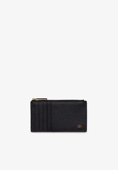 Ferragamo Gancini Leather Cardholder In Black
