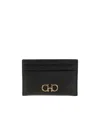 Ferragamo Gancini Leather Cardholder In Black