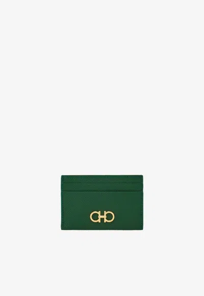 Ferragamo Gancini Credit Card Holder In Green